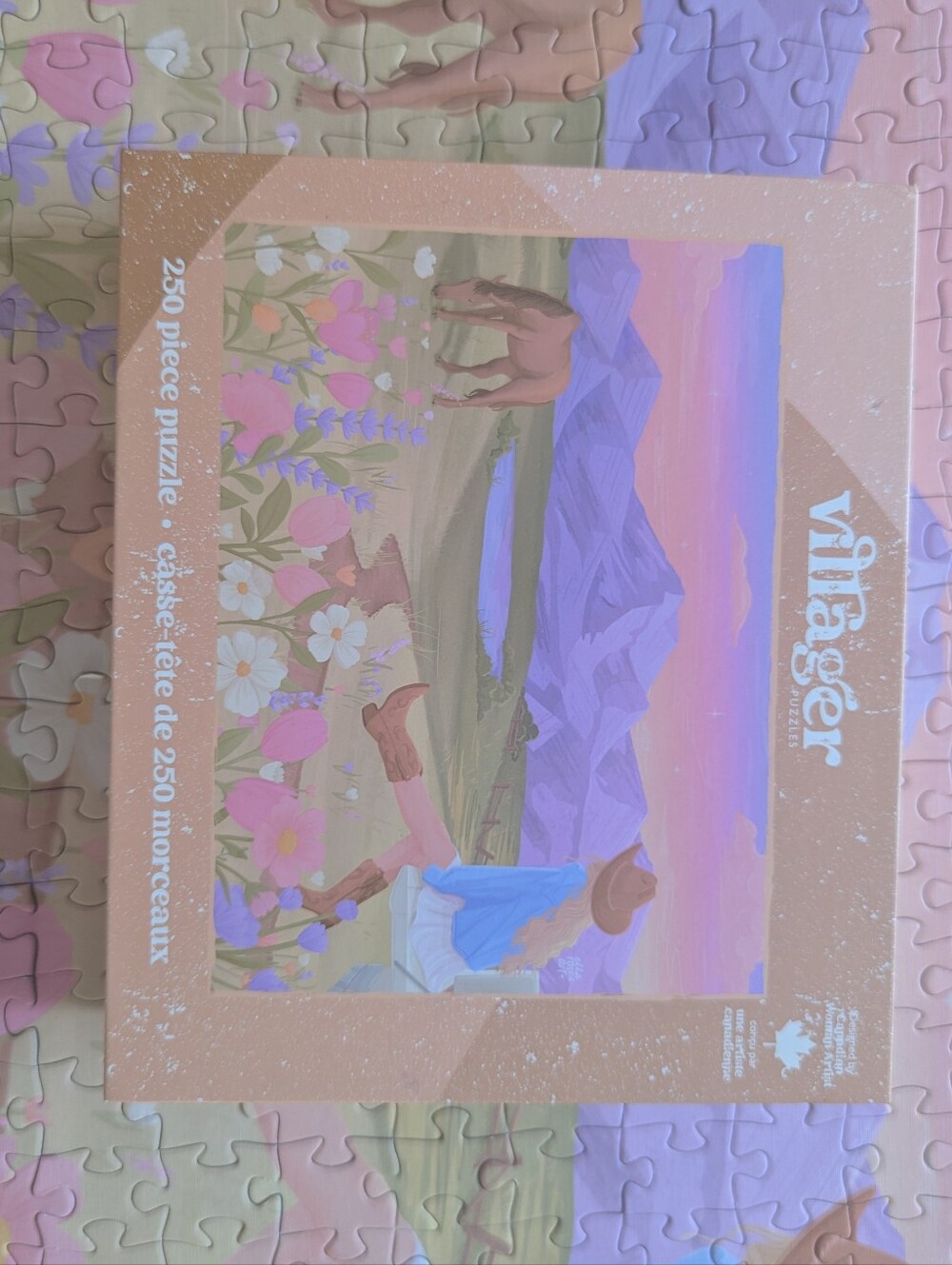 Villager Puzzles 250 Piece Mountain Meadow Cowgirl Jigsaw Puzzle Canadian Art - Picture 2 of 4
